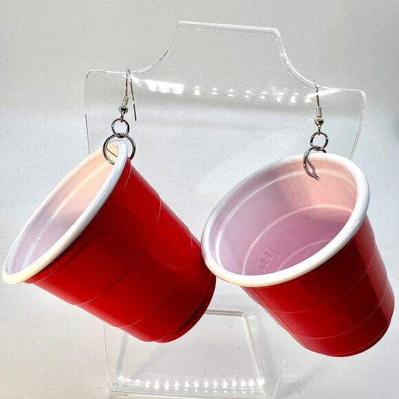Handmade Jewelry - Solo Cup Shot Earrings - Shot Glass Earrings - Party Earrings - Club Accessories